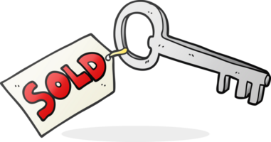 hand drawn cartoon new house key png