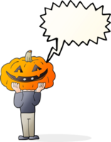 hand dragen Tal bubbla tecknad serie pumpa huvud halloween kostym png