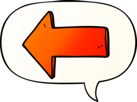 cartoon arrow with speech bubble in smooth gradient style png