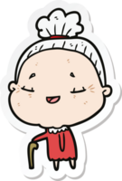 sticker of a cartoon old lady png