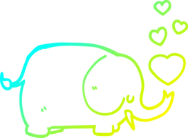 verkoudheid helling lijn tekening van een schattig tekenfilm olifant met liefde harten png