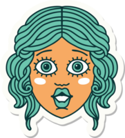 sticker of tattoo in traditional style of female face png