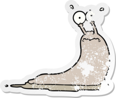 distressed sticker of a cartoon slug png