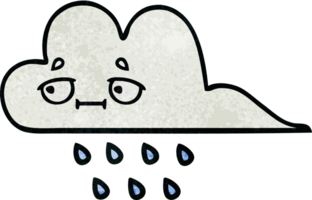 retro Grunge Textur Karikatur von ein Regen Wolke png