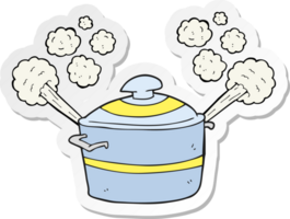 sticker of a cartoon steaming cooking pot png