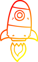 warm gradient line drawing of a cartoon space rocket png