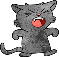 hand drawn textured cartoon doodle of a screeching cat png