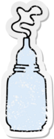 distressed sticker of a quirky hand drawn cartoon glass bottled potion png