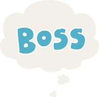 cartoon word boss with thought bubble in retro style png