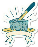 sticker of a tattoo style plate of cheese png