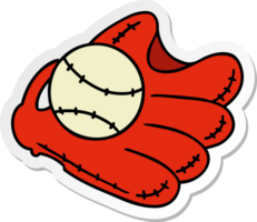 hand drawn sticker cartoon doodle of a baseball and glove png