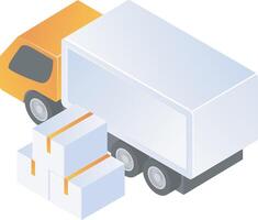 Delivery trucks and delivery boxes vector