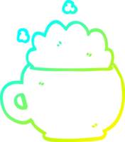 cold gradient line drawing of a cartoon foaming latte png