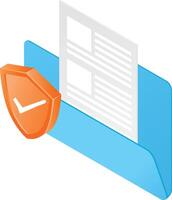 Document on folder with shield security vector