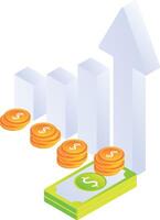 Estadísticas de creciente dólar moneda vector
