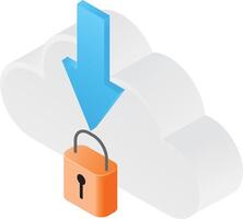 Cloud storage and padlock security vector