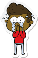 pegatina de un hombre llorando preocupado png