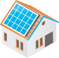 casa con solar paneles en el techo vector