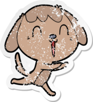 distressed sticker of a cute cartoon dog png