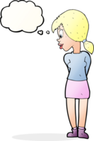 cartoon pretty girl with thought bubble png