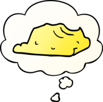 cartoon butter with thought bubble in smooth gradient style png