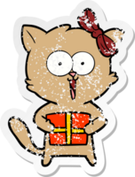 autocollant en détresse d'un chat de dessin animé png