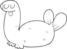 mano disegnato nero e bianca cartone animato foca png