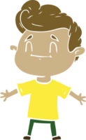 happy flat color style cartoon man png