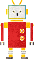 retro illustration style cartoon of a robot png