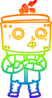 rainbow gradient line drawing of a cartoon robot png