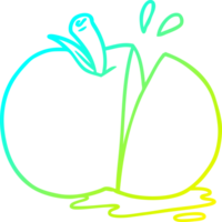 cold gradient line drawing of a cartoon sliced apple png