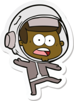 sticker of a cartoon surprised astronaut png