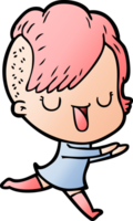 cute cartoon girl with hipster haircut png