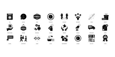 Free icons set. Set of editable stroke icons.Set of Free vector