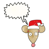 hand speech bubble textured cartoon mouse in christmas hat png