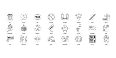 Free icons set. Set of editable stroke icons.Set of Free vector