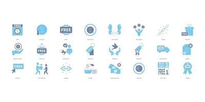 Free icons set. Set of editable stroke icons.Set of Free vector