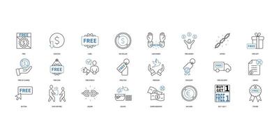 Free icons set. Set of editable stroke icons.Set of Free vector