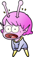 cartoon shocked alien girl png