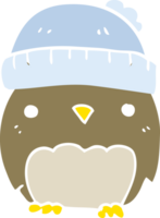 cute flat color style cartoon owl in hat png