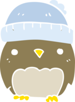 chouette de dessin animé mignon style couleur plat au chapeau png