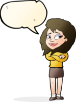 cartoon woman with crossed arms with speech bubble png