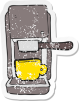 retro distressed sticker of a cartoon espresso maker png