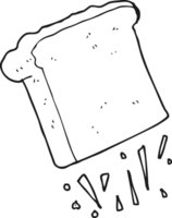 hand drawn black and white cartoon toast png