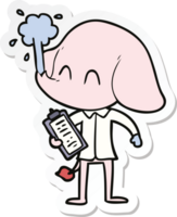 sticker of a cute cartoon elephant spouting water png