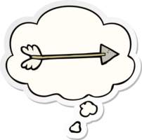 cartoon arrow with thought bubble as a printed sticker png