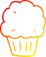värma lutning linje teckning av en tecknad serie muffin png