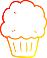 warm gradient line drawing of a cartoon cupcake png