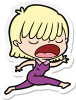 sticker of a cartoon woman talking loudly png