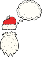 hand drawn thought bubble cartoon santa hat and beard png